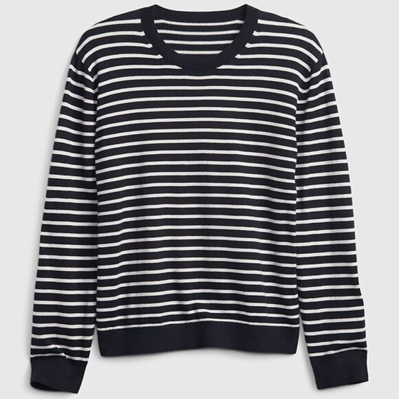 NEW GAP Mens Mainstay Striped Crewneck Sweater | Navy - Picture 1 of 3